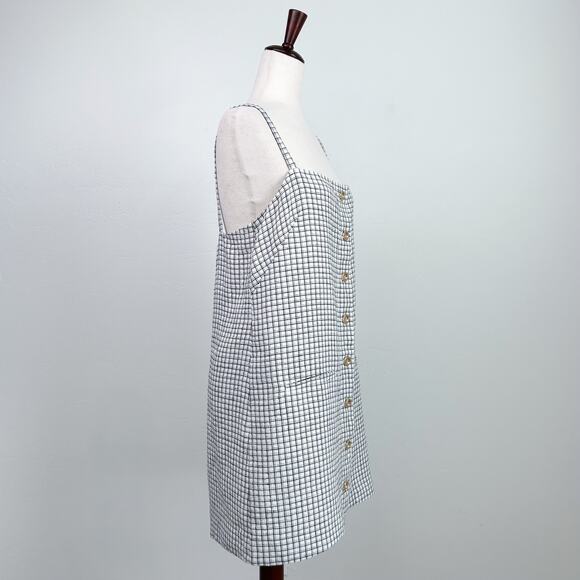 J. Crew Claudia White Plaid Linen Button-Up Mini Dress NWT - Picture 6 of 11